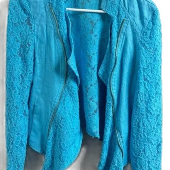INC International Concepts Women’s Lace Fashion Jacket – Teal Blue – Size Medium - Picture 4 of 11